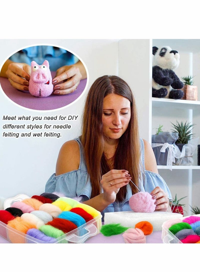 Excefore Needle Felting Kit 109 Pieces Set with Felt Wool 36 Colors for DIY Craft Animal Home Decoration Birthday Gift - Image 2