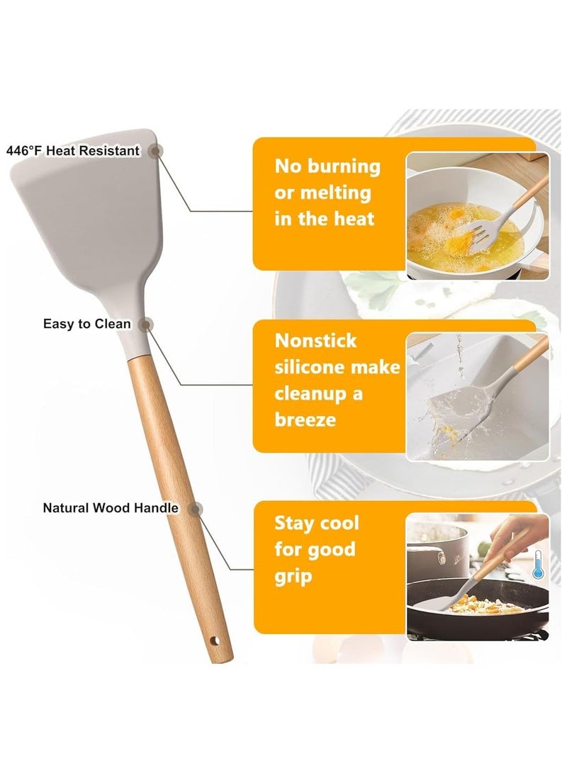 Arabest Kitchen Utensils Set, Knife Set, 19 Pcs, Food Grade Silicone, 3Cr13 Stainless Steel, Heat Resistant 230°C, Non Stick Safe, Shears, Cutting Board, Countertop Holder - Image 4