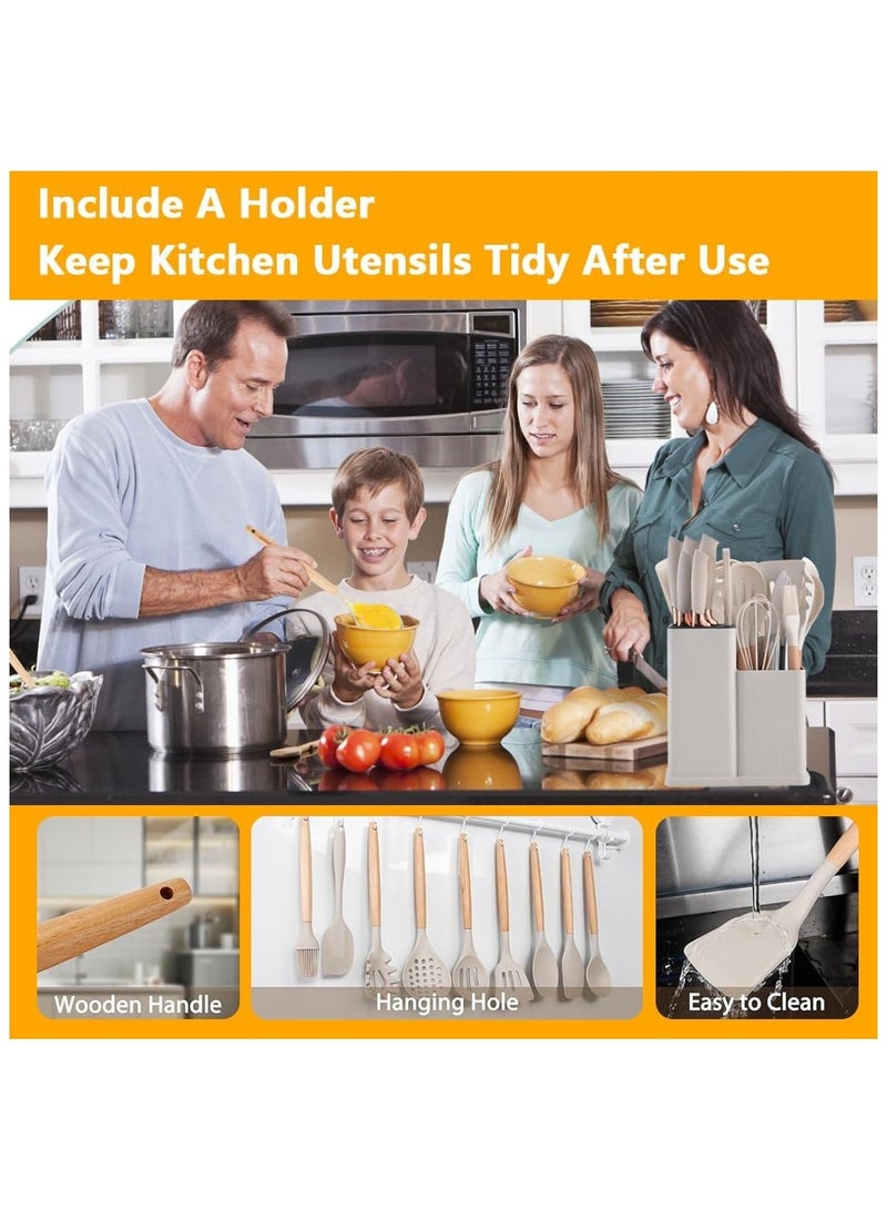 Arabest Kitchen Utensils Set, Knife Set, 19 Pcs, Food Grade Silicone, 3Cr13 Stainless Steel, Heat Resistant 230°C, Non Stick Safe, Shears, Cutting Board, Countertop Holder - Image 5