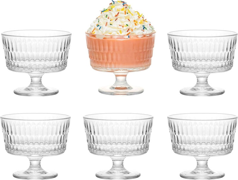 bellemax 300ML Ice Cream Glasses Cups Dishes for Desserts, Milkshake,Fruit and Pudding Glass Serving Bowls, Perfect for Home, Restaurants and Parties Dishwasher Safe (Set of 6) (BX-03) - Image 1