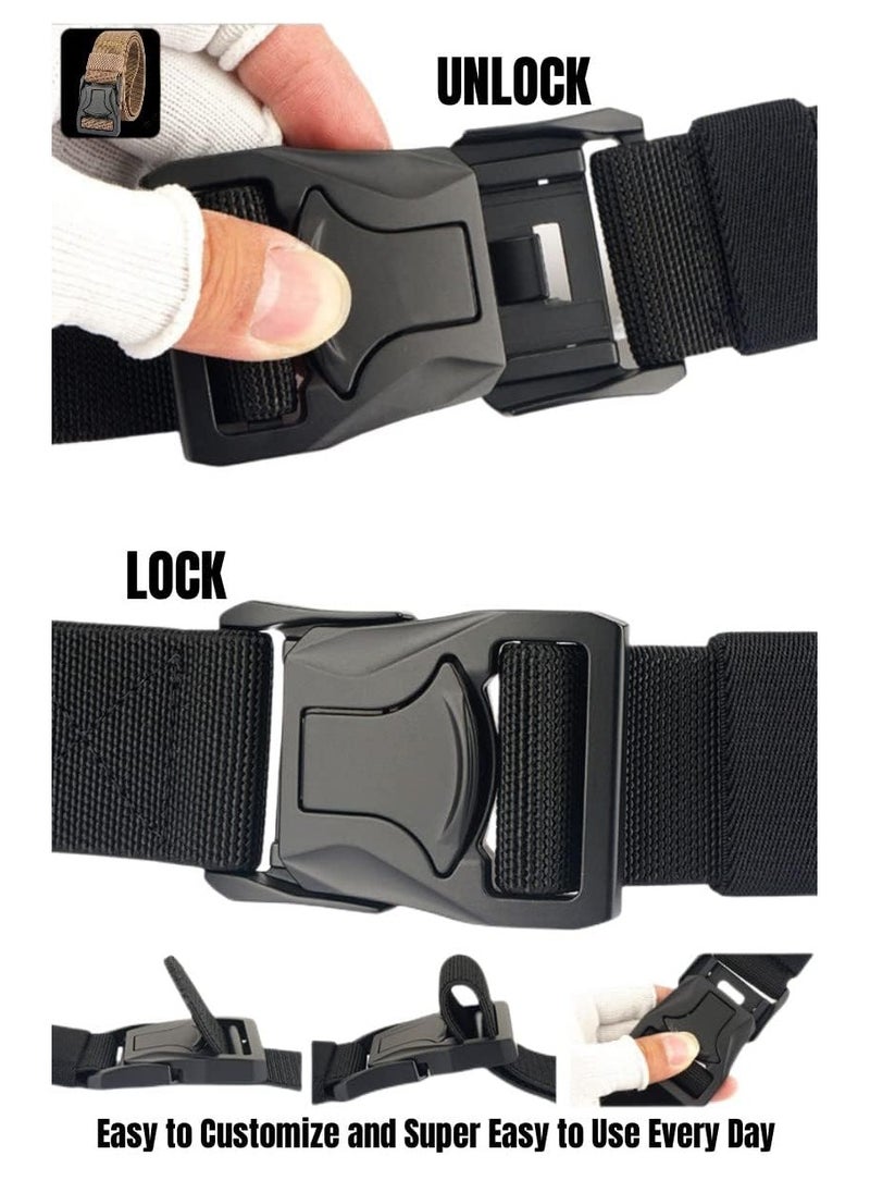 Excefore - Military Belt, 2 Pack Nylon Belts for Men Men Tactical Belt with Quick Release Metal Buckle Ideal for Military Training - Image 1