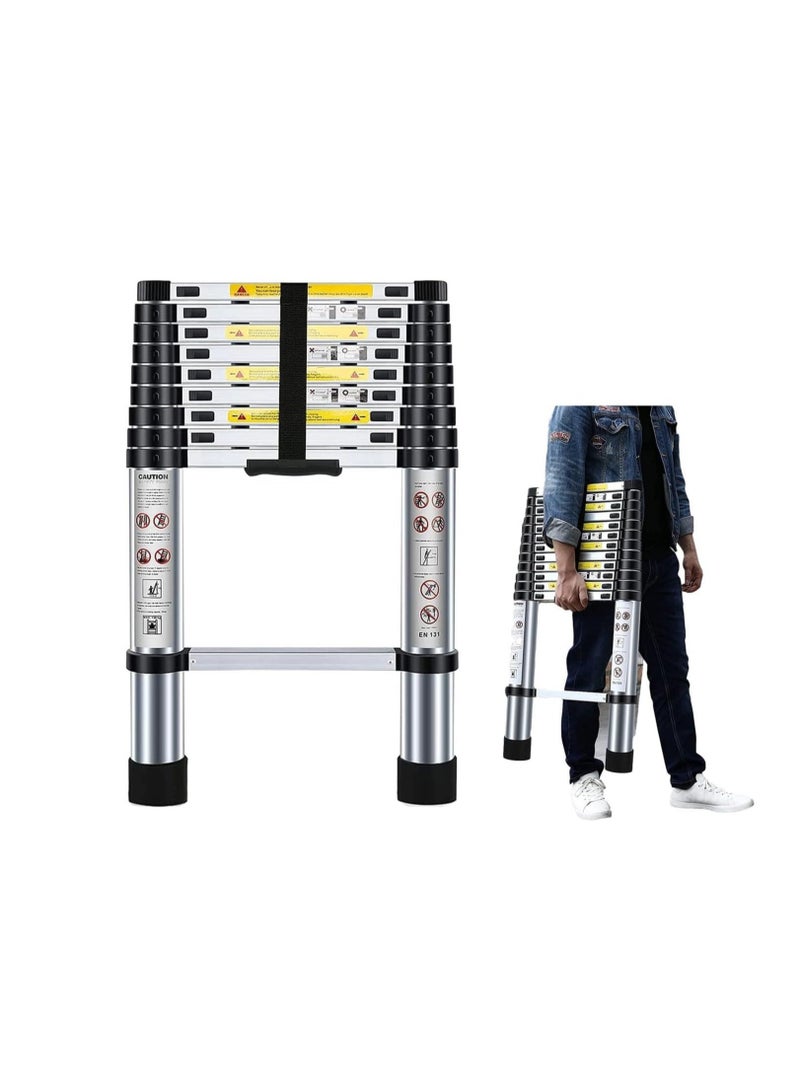 A multi-use extendable aluminum telescopic ladder, 2.7 meters, 9 steps, foldable, withstands a weight of up to 150 kg.  - Image 1