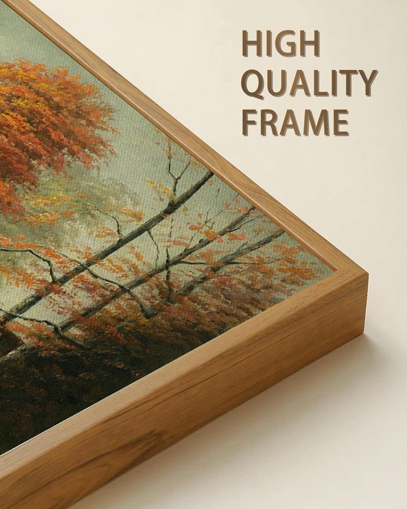 EMODA Countryside River Fall Wall Art – Retro Autumn Landscape (60x120 cm Framed) - Image 4