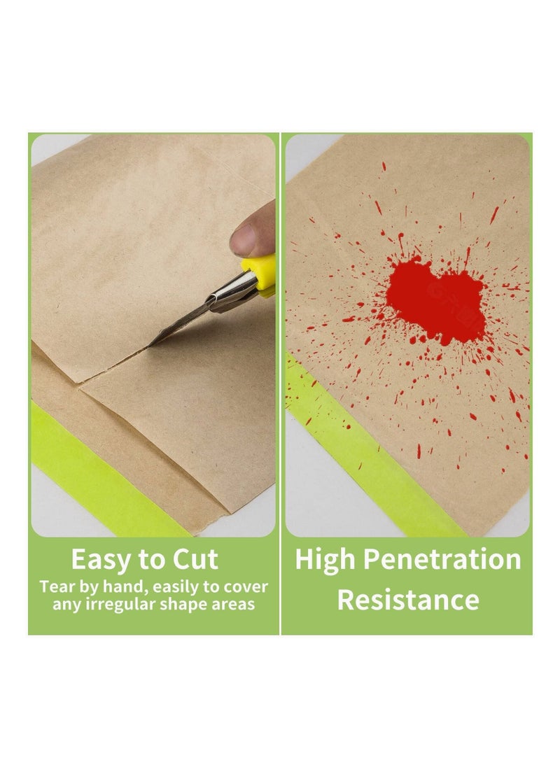 SYOSI 4 Rolls Pre Taped Masking Paper for Painting Tape and Drape Painters Paper Paint Adhesive Protective Paper Roll for Covering Skirting Frames Cars and Auto Body  - Image 5
