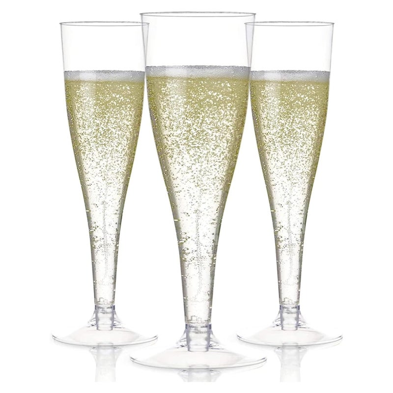 Prestee Prestee Set of 24 Clear Plastic Champagne Flutes  45 oz Capacity Shatterproof Disposable Glasses  Suitable for Weddings Cocktail Parties and Outdoor Celebrations