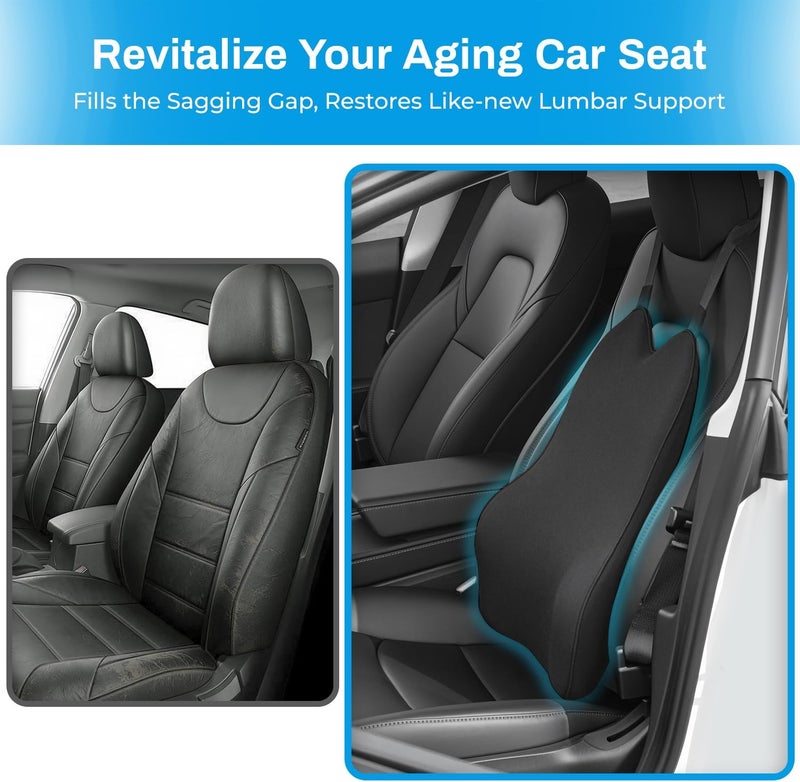 Lumbar Support Pillow - Soft Memory Foam Back Support for Car Seat, Home Chair, and Dining Chair - Black - Image 5