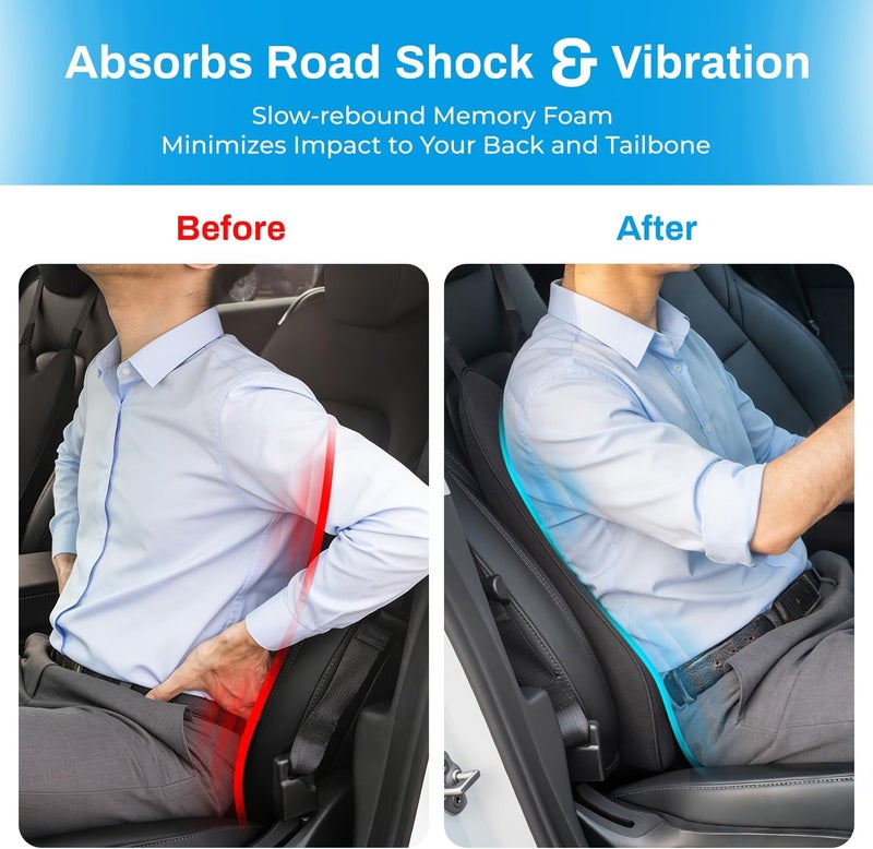 Lumbar Support Pillow - Soft Memory Foam Back Support for Car Seat, Home Chair, and Dining Chair - Black - Image 4