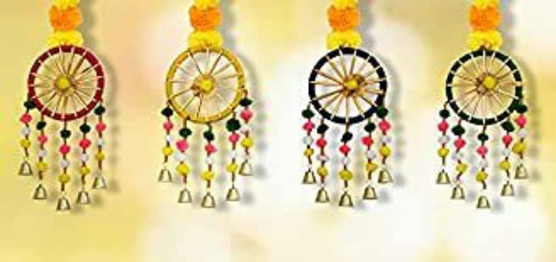 3A FEATURETAIL 2 Feet Artificial Yellow Marigold Flowers String With Decorative Bells, Wall/Door Hanging For Home/Wedding/Festival Decoration. (Multicolour, Pack Of 4), 61 CM - Image 5