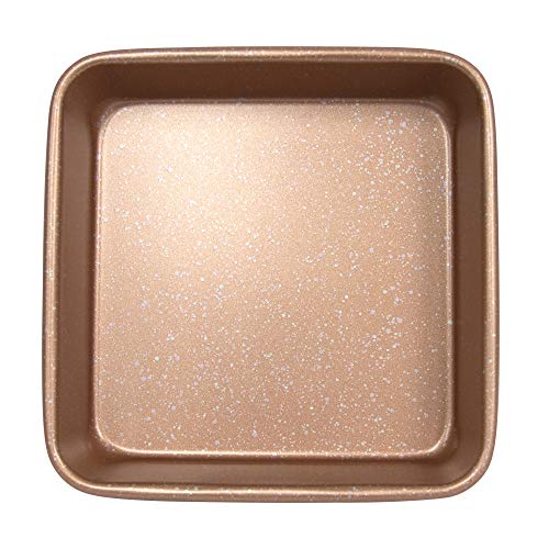 casaWare 7-Inch Toaster Oven Ultimate Series Commercial Weight Ceramic Non-Stick Coating Square Pan (Rose Gold Granite) - Image 2