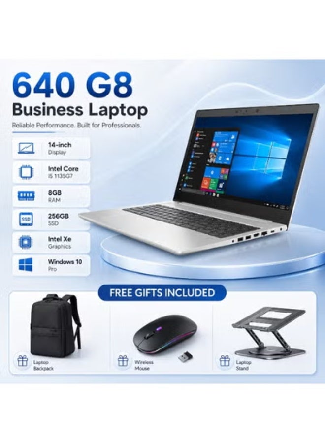 Business Laptop 14 Inch Full HD Display, Core i5-1135G7 Processor, 8GB RAM, 256GB SSD, Integrated Graphics, Windows 10 Pro, Laptop Bag, Wireless Mouse and Laptop Stand - Image 1