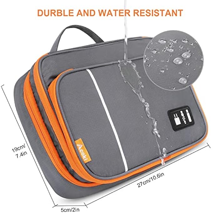 rayihni ACOKI TRAVEL STORAGE BAG, THREE LAYER ELECTRONIC ACCESSORIES ORGANIZER, CABLE ORGANIZER BAG PORTABLE CARRYING CASE FOR TABLET, CABLE,SD CARD, CHARGER, POWER BANKS - Image 3