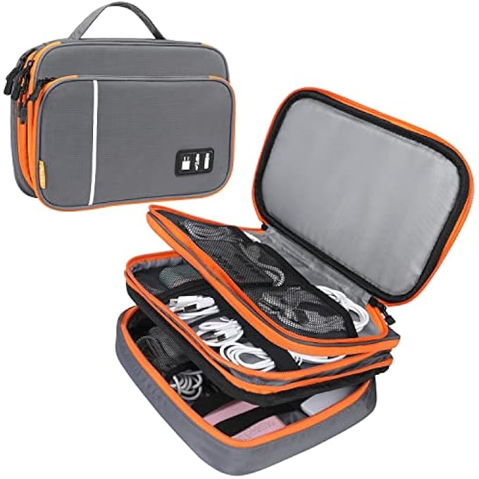 rayihni ACOKI TRAVEL STORAGE BAG, THREE LAYER ELECTRONIC ACCESSORIES ORGANIZER, CABLE ORGANIZER BAG PORTABLE CARRYING CASE FOR TABLET, CABLE,SD CARD, CHARGER, POWER BANKS - Image 1