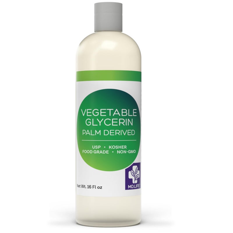 md life MD.LIFE Vegetable Glycerin Liquid Oil - Sustainable Food Grade Vegetable Glycerine 16 Ounces - Pharmaceutical Grade Glycerin for Skin, Hair, Crafts, Soaps - Vegetable Glycerol Liquid - Humectant - Image 1