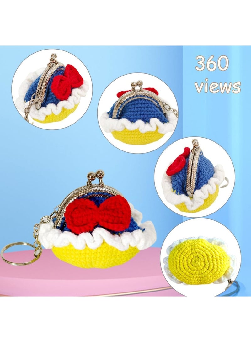 Barakah Small Crochet Purses, Handmade Mini Coin Purse with Crochet Bow Dress, Cute Pouch for Storing Coins, Small jewelry, Earphones, or Trinkets, Coin Holder for Women and Girls - Image 2