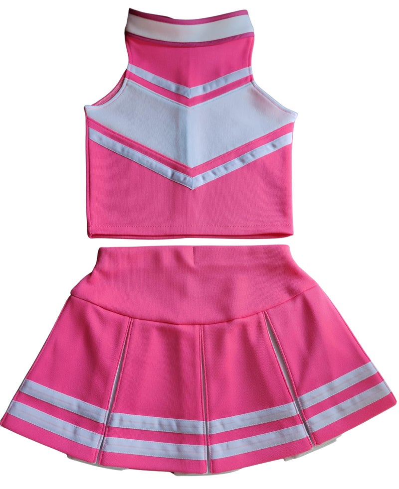 Total 2550 KidsGirls' Cheerleader Costume Uniform Cheerleading Children Dress Outfit Halloween Sweet PinkWhite (S 2-5), (TTAM2014BW4-$P) - Image 1