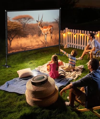 STWUI Projector Screen with Stand - 100 Inch Outdoor Projector Screen Portable Projector Screens 16:9 4K HD Outdoor Movie Screen with Carry Bag Can Enioy Home Theater Projection Screen - Image 2