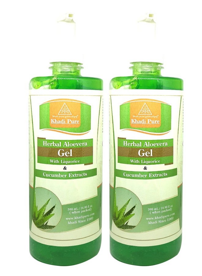 Khadi Pure Herbal Aloe Vera Gel with Liquorice & Cucumber Extracts, 500 g (Pack of 2)