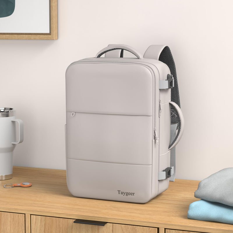 Taygeer Laptop Backpack Purse for Women, Backpack for College Essentials with 15.6inch Laptop Compartment, Travel Bag Airline Approved CarryOn Work Bag for Nursing Doctor Business Travel, Brown - Image 2