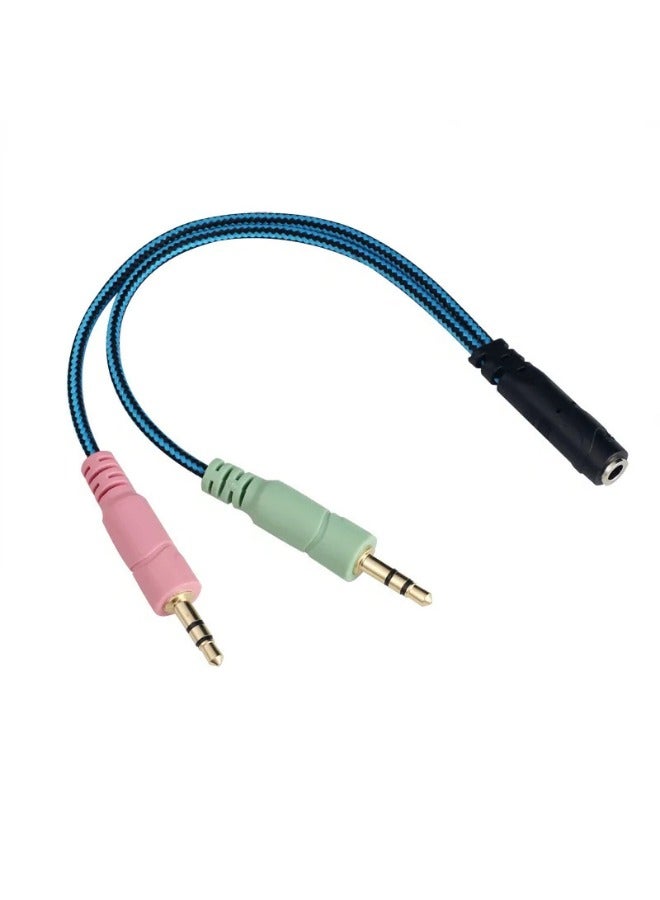 3.5mm Audio Adapter Cable - Dual Port (Headphone + Microphone) to Single Port, for Connecting Phone Headphones to Computer and Laptop