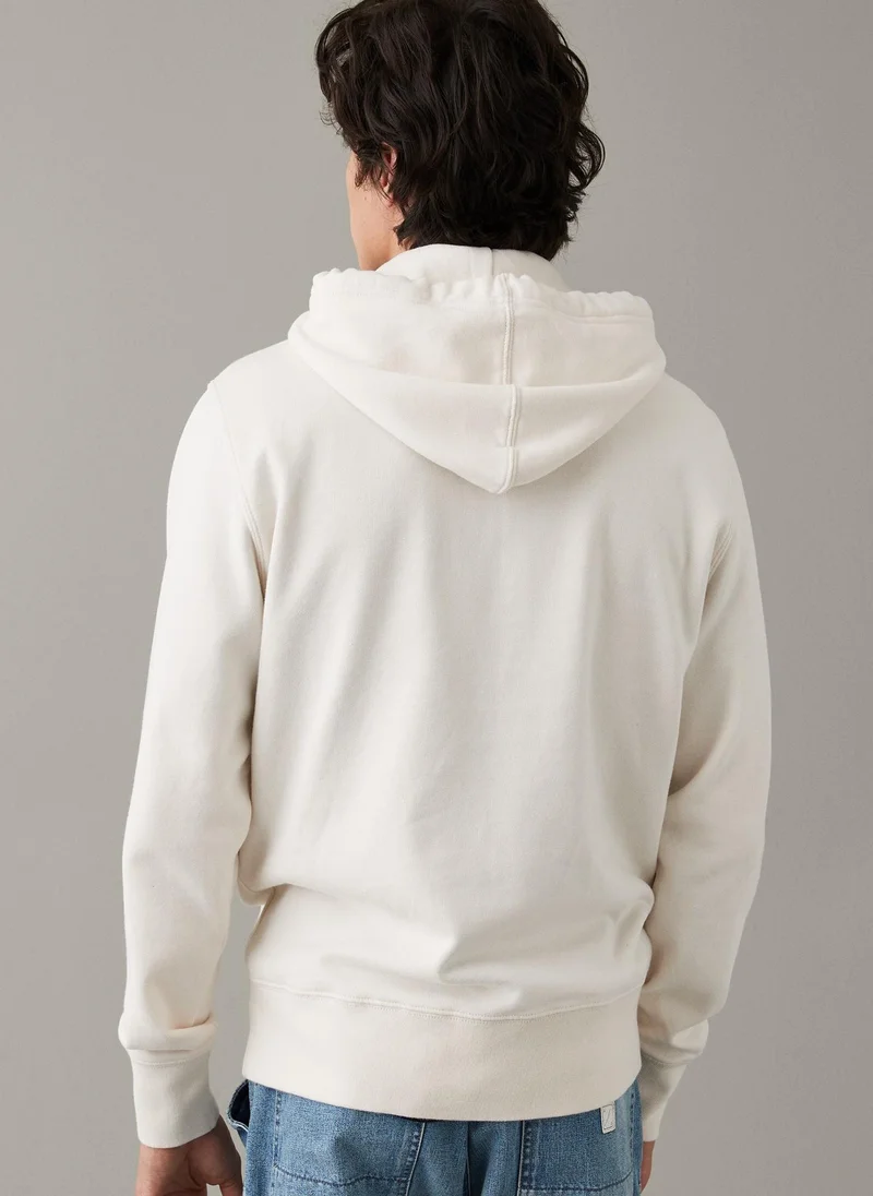 امريكان ايجل Plaid Applique Graphic Drawstring Pullover Hoodie
