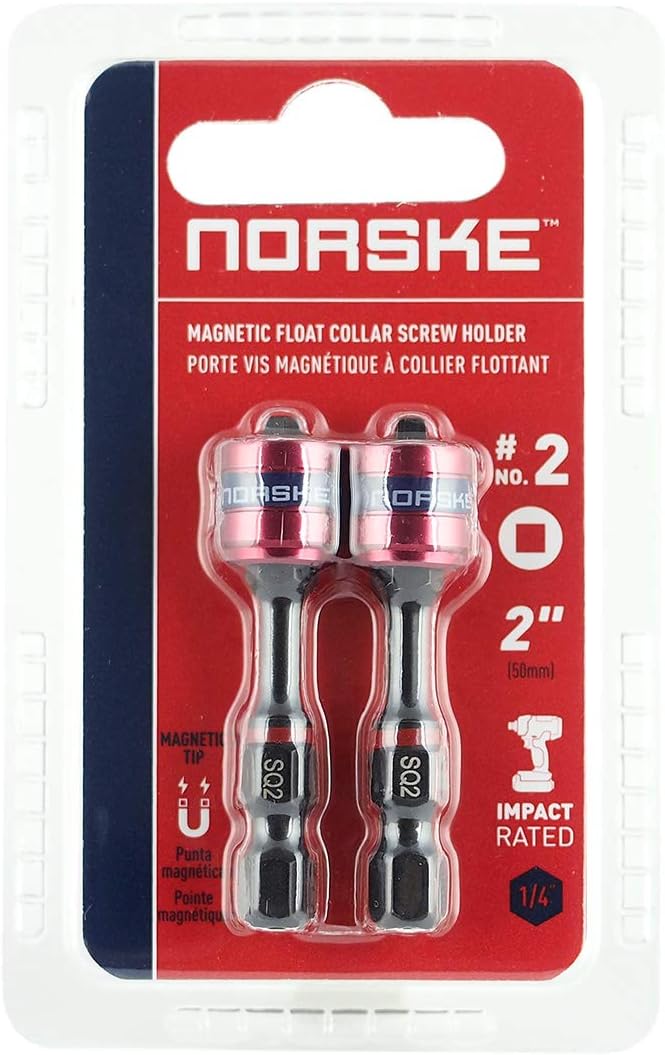 Norske Tools NIBCI330 Magnetic Float Collar Screw Holder No.2 SQ (2pc Carded) Impact Rated for Heavy Duty Use - Image 2