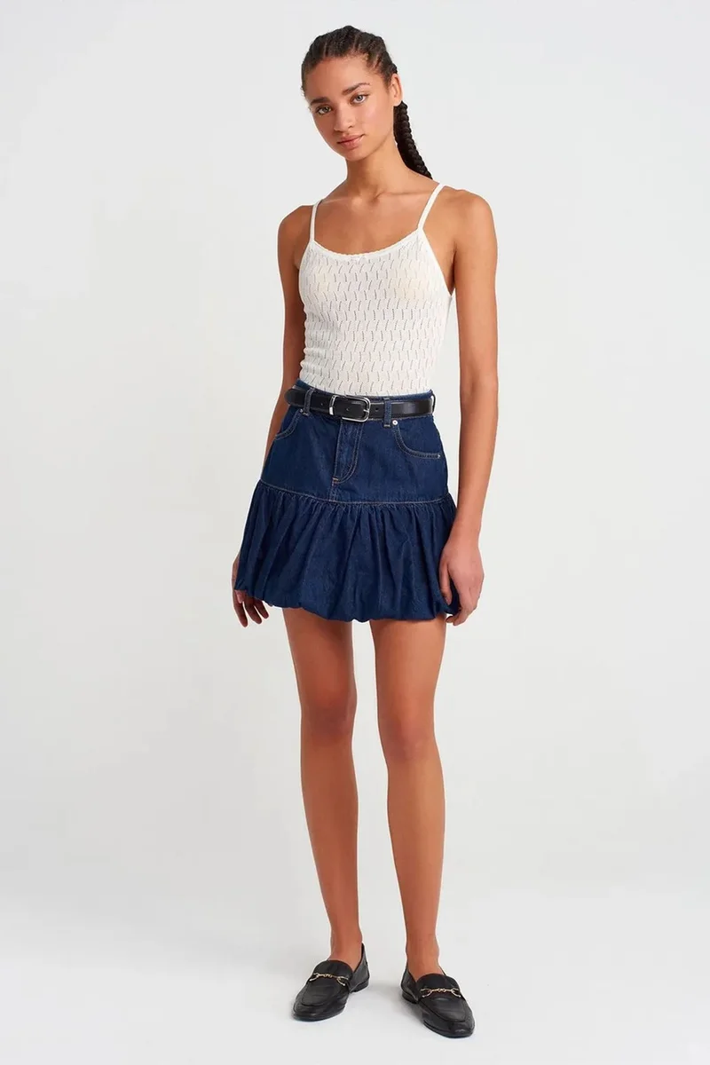 Dilvin White DILVIN Textured Crop Cami Blouse With Bow Detail for Women | Best Price UAE