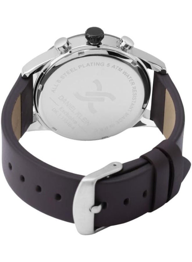 DANIEL KLEIN Leather Chronograph Wrist Watch DK.1.13546-4 - Image 4