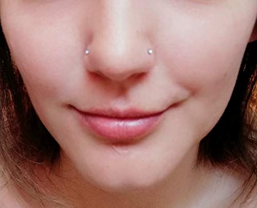 D.Bella خواتم أنف D.Bella 10 قطع 18G خواتم لولبية من الفولاذ الجراحي مجوهرات ثقب 2 مم CZ واضح فضي - Image 3