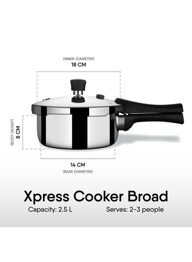 ستال طنجرة ضغط ثلاثية من ستال إكسبريس، واسعة، تعمل بالحث، سعة 2.5 لتر، بغطاء خارجي، متوافقة مع مواقد الحث والغاز، ضمان 5 سنوات - Image 5