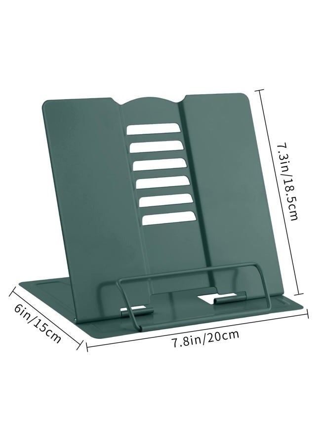 MSDADA Desk Book Stand, Metal Reading Rest-Adjustable Cookbook Holder for Textbooks Recipes Music Books Tablet-with Page Clips(Morandi Green) - Image 2