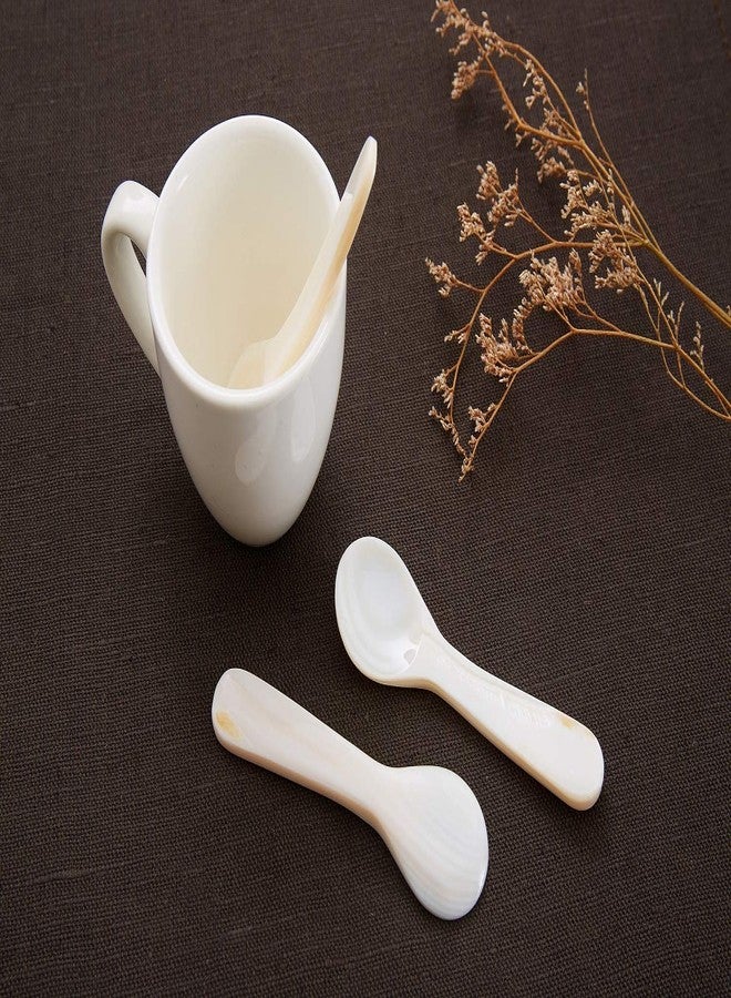 DUEBEL Caviar Spoons Set, 3.15 Inch White Mother of Pearl Roe Spoons for Caviar, Egg, Coffee Serving (White, 8cm x 2.3cm) (6) - Image 2