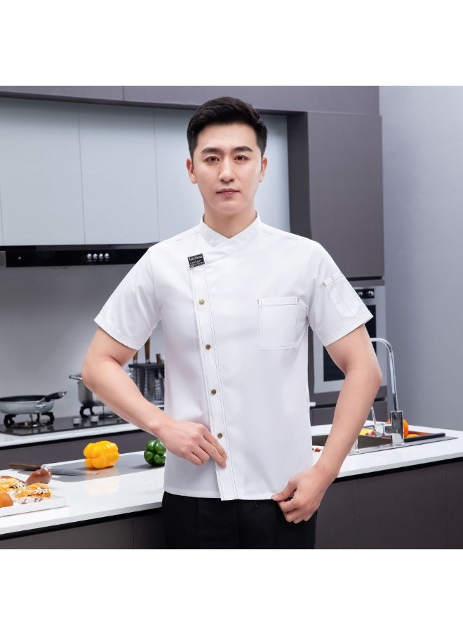 NIBEMINENT Chef Clothing Short Sleeved Summer Breathable Thin Dining Half Sleeved Work Clothes Hotel Cafeteria Kitchen Clothing  - Image 1