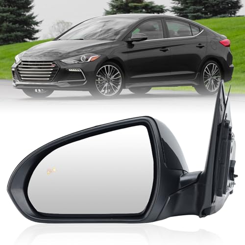 Clidr Driver Side Mirror Compatible with 2017 2018 2019 2020 Hyundai Elantra Heated Manual Folding Rear View Mirror w/Blind Spot Detection Replace 87610F3020 Black 7 Pins - Image 1