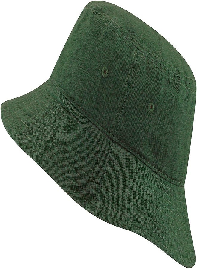 INFISPACE® Girl's Pure Cotton Foldable Bucket Beach Sun Hat with Adjustable Elastic (Dark Green- Pack of 1) - Image 5