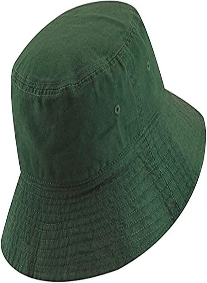 INFISPACE® Girl's Pure Cotton Foldable Bucket Beach Sun Hat with Adjustable Elastic (Dark Green- Pack of 1) - Image 3