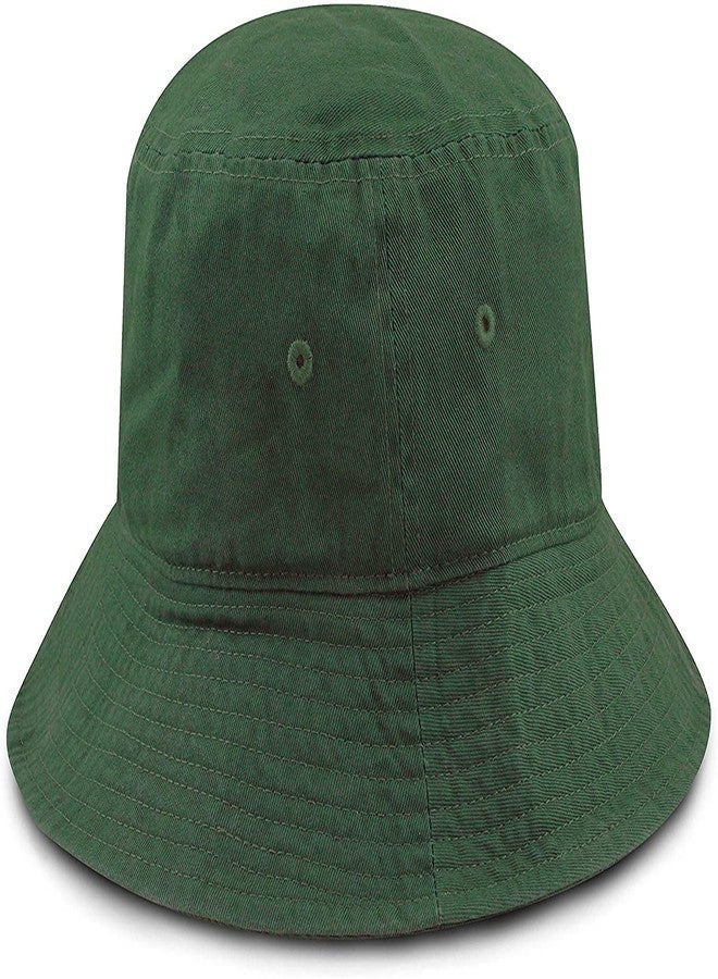 INFISPACE® Girl's Pure Cotton Foldable Bucket Beach Sun Hat with Adjustable Elastic (Dark Green- Pack of 1) - Image 4
