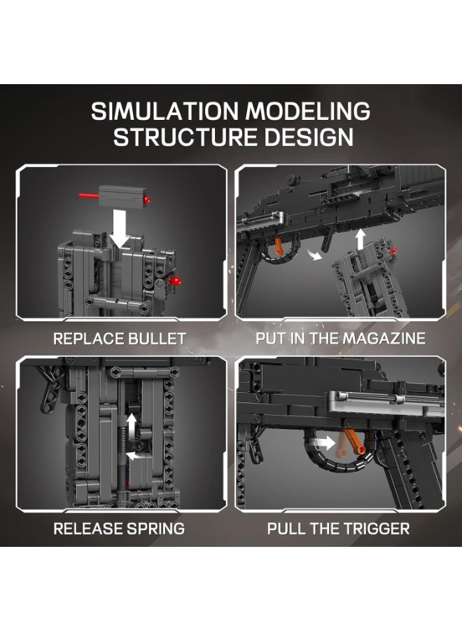 مولد كينج 14026 MK14 طقم بناء مسدس مع وظيفة إطلاق نار محاكاة،  طقم بناء نماذج عسكرية للبالغين، مجموعة ألعاب قابلة للتجميع كهدايا للأطفال والشباب، 1606 قطعة - Image 3