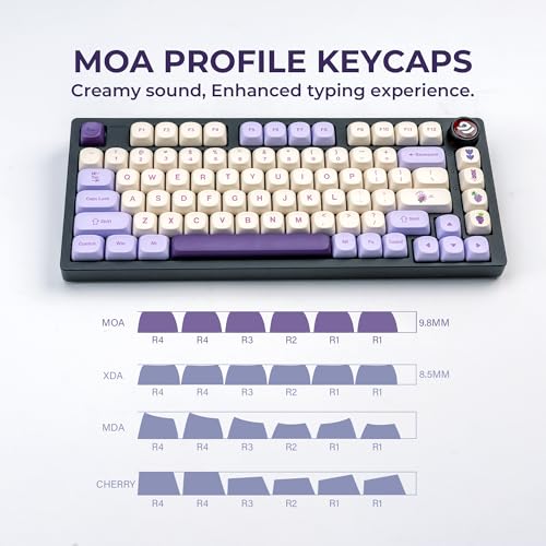 OHY XVX MOA Profile Purple Grape Theme PBT Dye-Sub Keycaps, Custom Keycap Set for Mechanical Keyboards (Compatible with Cherry MX Switches, Purple & White Design) - Image 3