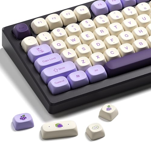 OHY XVX MOA Profile Purple Grape Theme PBT Dye-Sub Keycaps, Custom Keycap Set for Mechanical Keyboards (Compatible with Cherry MX Switches, Purple & White Design) - Image 1
