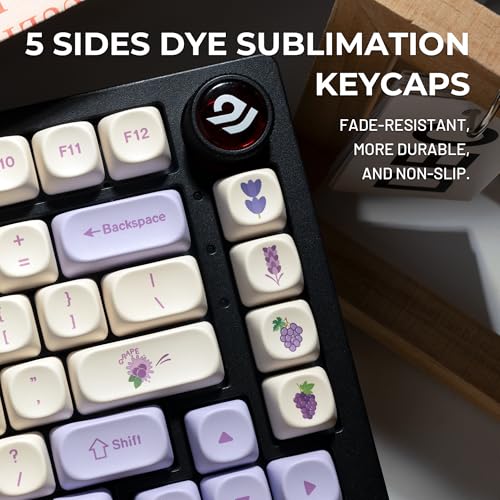 OHY XVX MOA Profile Purple Grape Theme PBT Dye-Sub Keycaps, Custom Keycap Set for Mechanical Keyboards (Compatible with Cherry MX Switches, Purple & White Design) - Image 4