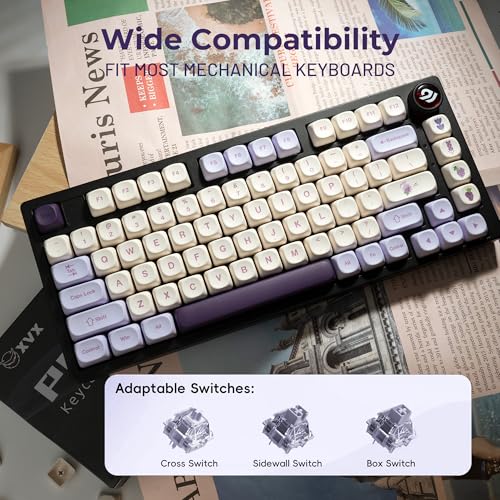 OHY XVX MOA Profile Purple Grape Theme PBT Dye-Sub Keycaps, Custom Keycap Set for Mechanical Keyboards (Compatible with Cherry MX Switches, Purple & White Design) - Image 5
