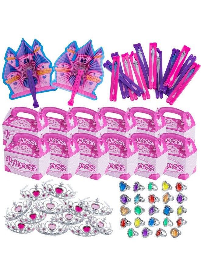 Funny Party Hats - Princess Party Supplies Party Favors 72 Pc Set Tiaras, Princess Fans, Treat Boxes & Princess Rings - Image 1