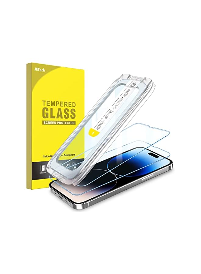 JETech One Touch Install Screen Protector for iPhone 14 Pro Max 6.7-Inch, Full Coverage Tempered Glass Film, Auto Alignment Tool Kit, HD Clear, 2-Pack - Image 1