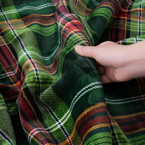 PU MEI Sherpa Fleece Throw Blanket 80" x 90" Reversible Plush Fluffy Large Big Blanket Lattice Flannel Blankets for All Season Use, Chrismas Green - Image 3