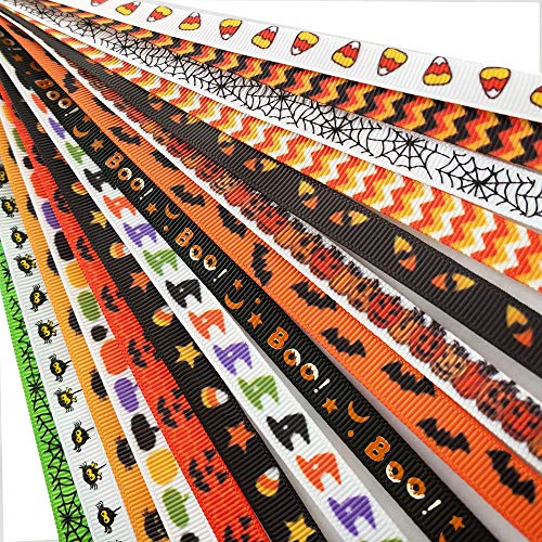 Chenkou Craft Assorted 15 Yards 3/8" (10mm) Grosgrain Ribbon DIY Craft Accessory Halloween Ribbons - Image 4