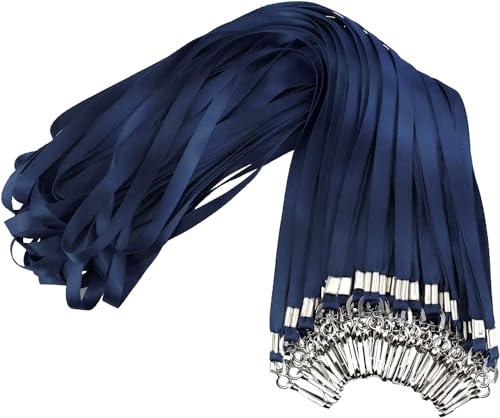 Korty Navy Blue Lanyards Bulk 50 packs Lanyards for ID Badges,Lanyards with Swivel Hook Clips for Name Tag Lanyard ID Holder - Image 1
