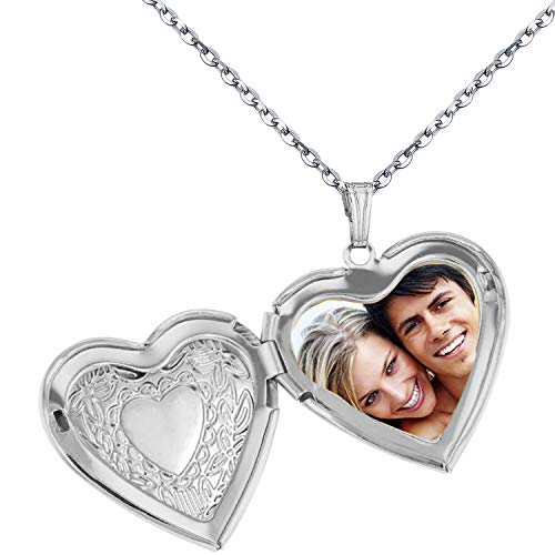 YOUFENG Oval Round Flower Locket Necklace that Holds Pictures Photo Locket Pendant Heart Silver-plated - Image 4