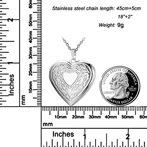 YOUFENG Oval Round Flower Locket Necklace that Holds Pictures Photo Locket Pendant Heart Silver-plated - Image 2