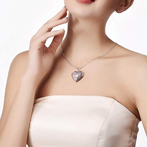 YOUFENG Oval Round Flower Locket Necklace that Holds Pictures Photo Locket Pendant Heart Silver-plated - Image 5
