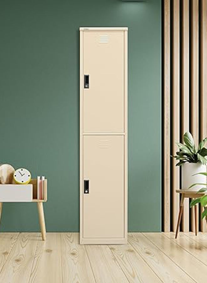RIGID Steel Curved 2 Doors Locker Beige 180x38x46.5cm  - Image 1